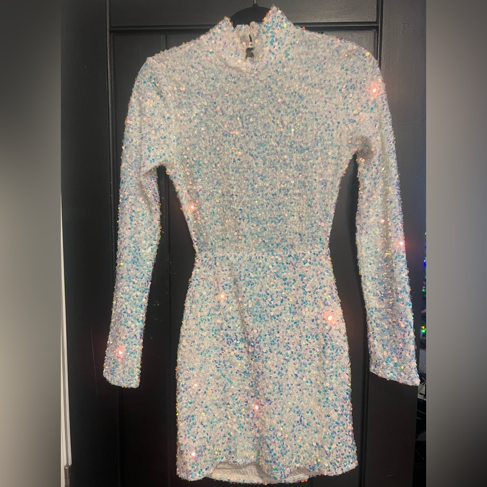 Lucy in the sky white sequin dress